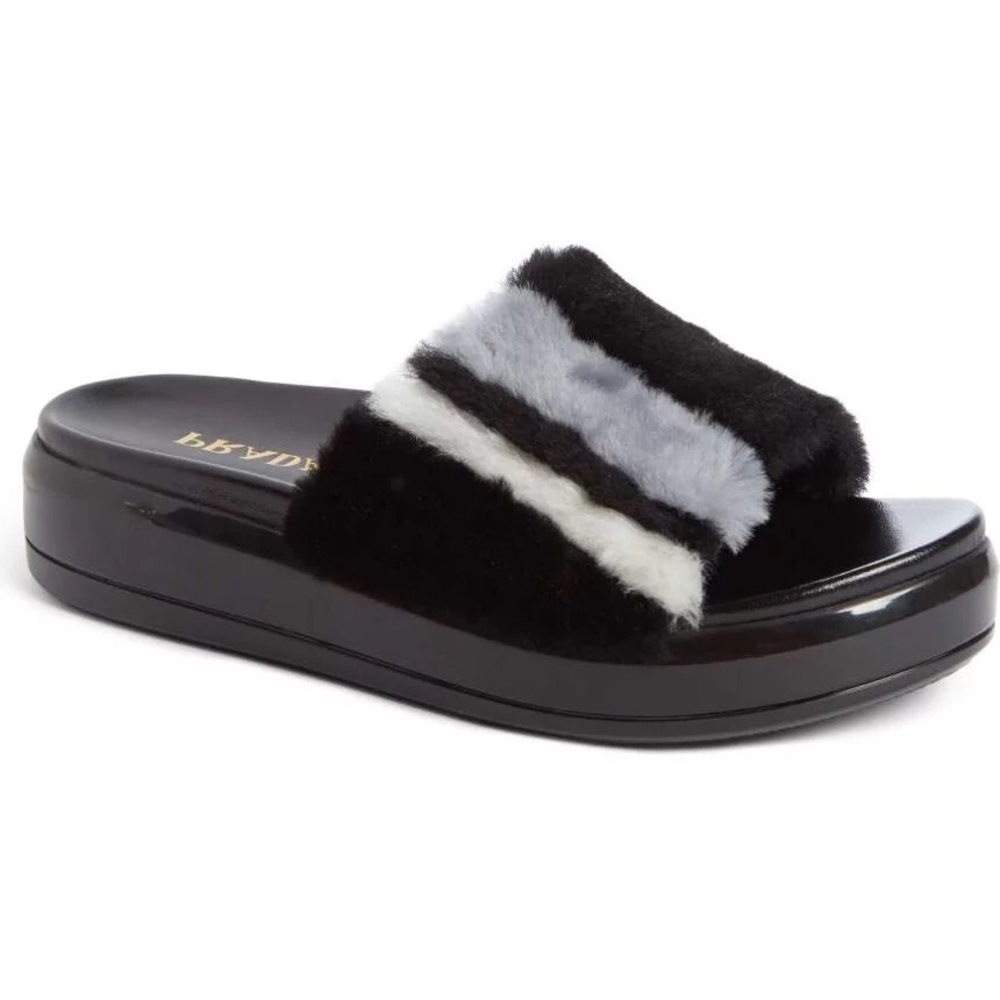 Prada fur slippers